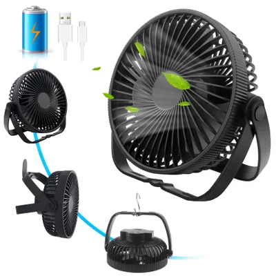 Produktbild von Tischventilator USB Ventilator Leise Klein mit Akku 3 in 1, Tischventilatoren Tragbarer Ventilator 3 Geschwindigkeiten 360° Einstellbar, Tisch Ventilatoren USB Lüfter für Schlafzimmer, Büro, Camping