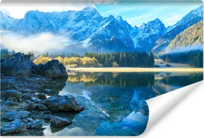 Produktbild von Muralo Vlies Fototapete LANDSCHAFT 3D Berge See Wald Natur Br. 90 cm x Hö. 60 cm Wandtapete für Wohnzimmer