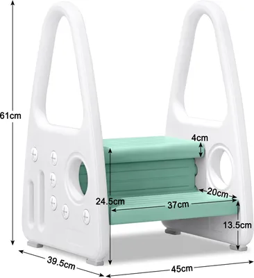 Produktbild von UISEBRT Kinder Tritthocker Trittschemel 2 Stufiger Lernturm Kinderschemel Kleinkind Trittstufe Tritthocker Schemel Stehender Grün