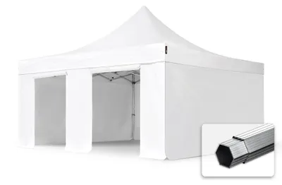 Produktbild von TOOLPORT 5x5m Aluminium Faltpavillon, inkl. 4 Seitenteile, weiß