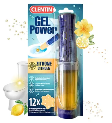 Produktbild von CLENTIN WC Reiniger Gel Stempel Lemon 12 St x 75ml - 144 Blumen / bis zu 37.440 Spülgänge