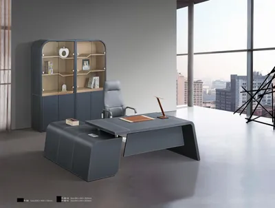 Produktbild von Moderner MDF-Edelstahl Schreibtisch mit PVC in eleganter Optik