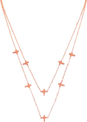 Produktbild von Halskette aus Edelstahl Kreuze Anhänger Layer Ankerkette Schmuck Mehrreihig Karabinerverschluss |