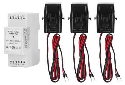 Image de Compteur d'énergie intelligent WiFi, triphasé, pour la surveillance de la consommation électrique, avec transformateur de courant de 3,80 A, mesurant l'intensité, la tension et l'énergie
