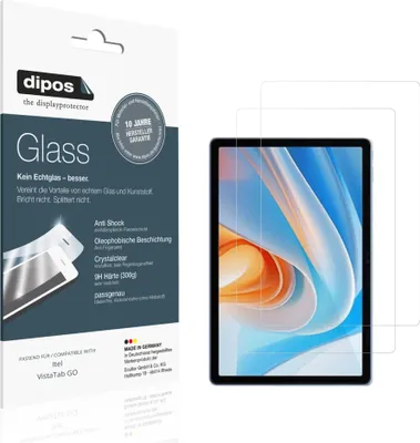 Produktbild von 2x Schutzfolie für Itel VistaTab GO - Anti-Shock 9H Folie dipos Glass Kunststoffglas