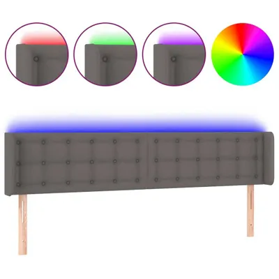 Produktbild von vidaXL LED Kopfteil Grau 163x16x78/88 cm Kunstleder