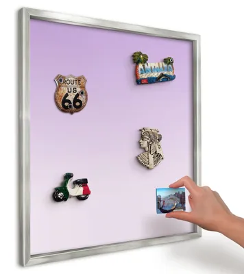 Produktbild von Magnettafel 50x50 cm in einem silbernen Rahmen - Magnetische Metalltafel, Magnetpinnwand zur Wandmontage für Wohnzimmer, Küche, Flur, Kinderzimmer und Büro - Feiner Farbverlauf