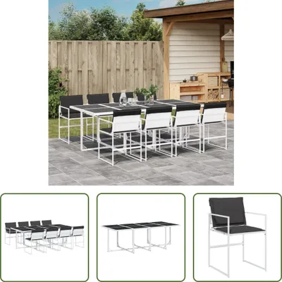 Produktbild von The Living Store 9-tlg. Garten-Essgruppe mit Kissen Weiß Textilene