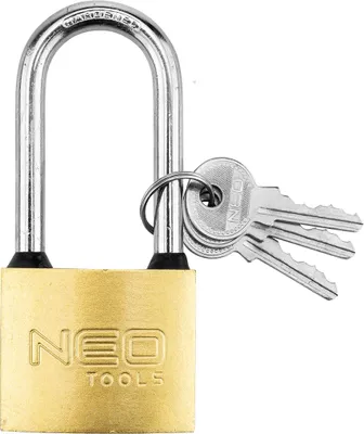 Produktbild von NEO TOOLS Profi Vorhängeschloss mit Langem Bügel, Gusseisen & Kupfer, Hohe Sicherheit