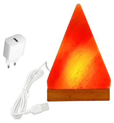 Produktbild von HAF Beleuchtete USB Salzlampe PYRAMIDE Rosa aus Kristallsalz – Handgefertigte Salzkristall LED Deko Lampe – Als Tischlampe für Büro & Schlafzimmer