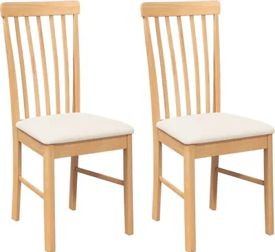 Image de Chaises de salle à manger avec coussins 2 pcs. Bois massif d'hévéa
