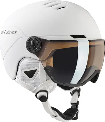 Immagine prodotto di BLACK CREVICE - Casco da sci per bambini e ragazzi con visiera | Modello: CORTINA | Colore: bianco/argento | Taglia: XXS = 1 (48-52 cm)