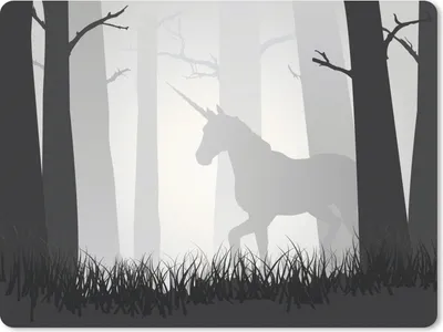 Produktbild von MuchoWow® Mauspad Mousepad Eine Illustration eines Einhorns in einem nebligen Wald - Mädchen - Kind - Kinder 23x19 cm - Mousepads - Maus Mat - Pad - Mausunterlage - Schreibtischunterlage - Mauspad
