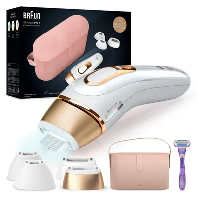 Produktbild von Braun IPL-Haarentferner Braun IPL Silk Expert Pro 5 Haarentfernungsgerät Haarentfernung, 400000 Lichtimpulse, 4 Aufsätze, Frauen, Männer, Intim