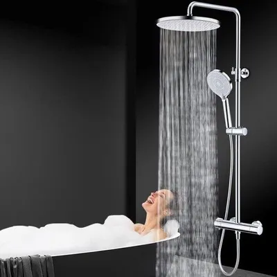 Productafbeelding van Douchesysteem met thermostaat - Complete set - Regendouche - Hoogte verstelbaar - 3 straalpatronen