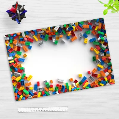 Produktbild von Schreibtischunterlage für Kinder – Legoteile – 60 x 40 cm – Schreibunterlage für Kinder aus Premium Vinyl –  Germany