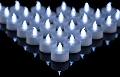 Image de Bougies chauffe-plat blanc froid à la lueur vacillante, lot de 50, décoration durable