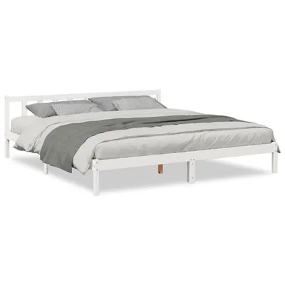 Produktbild von vidaXL Massivholzbett Extra Lang ohne Matratze Weiß 200x210 Kieferholz