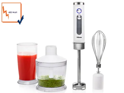 Produktbild von Tristar MX-4186 Stabmixer Set, Pürierstab, 0,5 l, 400 W, Edelstahl, Weiß