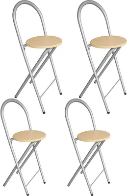 Productafbeelding van Barkrukken Set - Krukken met rugleuning - Ruimtebesparend Zitten - Opvouwbaar en Stabiel - 48 x 37 x 106 cm