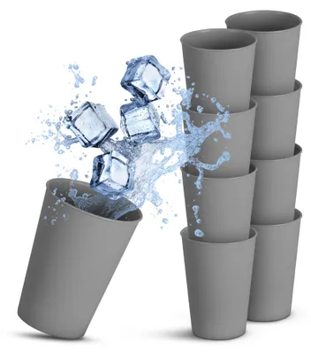 Image de Gobelets en plastique - réutilisables gris 0,2 L, lot de 8