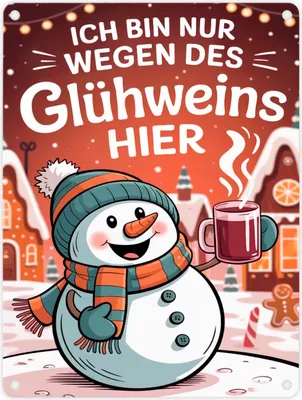 Produktbild von Schneemann Glühwein Spruch Metallschild in 15x20 cm Weihnachtsdeko