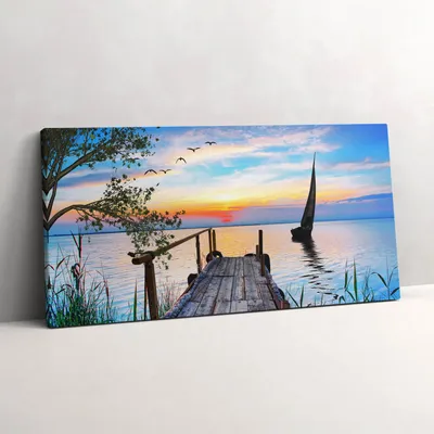 Produktbild von Segelboot auf dem See – Leinwandbild Wandbild – 100x50 cm – Leinwandbilder – Wandbilder – Schlafzimmer – Flur