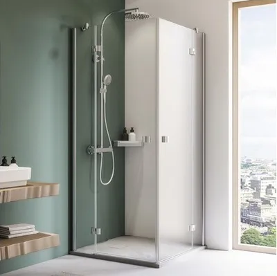 Produktbild von Eckeinstieg 4-teilig Breuer Espira 80x80 cm Klarglas Profilfarbe chrom