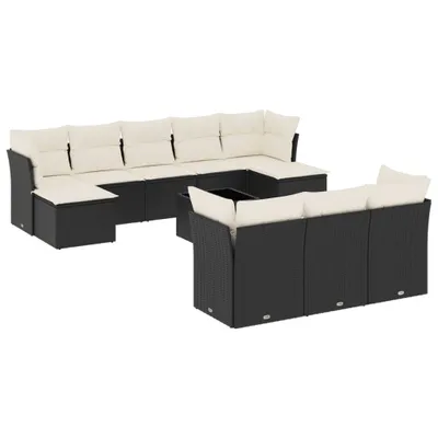 Produktbild von vidaXL 11-tlg. Garten-Sofagarnitur mit Kissen Schwarz Poly Rattan