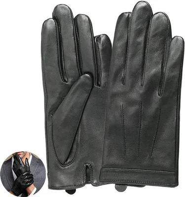 Produktbild von Herrenhandschuhe – Größe L – Touchscreen-Handschuhe – Mit weichem Kaschmirfutter – Leder – Jackenmodell – Winddicht und passgenau – Schwarz
