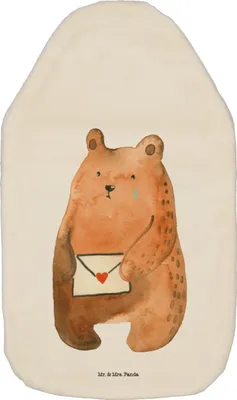 Produktbild von Mr. & Mrs. Panda Wärmflasche Bär Liebesbrief - Weiß - Geschenk, Wärmekissen, mit Bezug, Freundin, gummi, Sehnsucht, Vermissen, Wärmflaschen, Teddy, Freund
