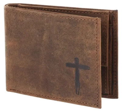 Produktbild von oxmox Leder Geldbörse Leather RFID Protect Pocketbörse Freedom Cross Embossed Vintage Dark Brown dunkelbraun