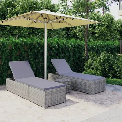 Zdjęcie produktu dla VidaXL 3057665, Lounge, Obite siedzisko, Poliester, Technorattan, Stal, Szary, 600 mm, 1950 mm