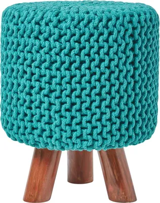 Immagine prodotto di HOMESCAPES Pouf a maglia, altezza 42 cm, petrolio