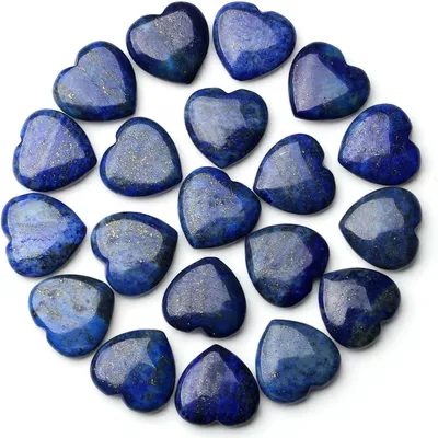 Productafbeelding van 20 lapis lazuli hartvormige helende kristallen, 20 mm, gepolijst, voor meditatie, chakra-energiebalans
