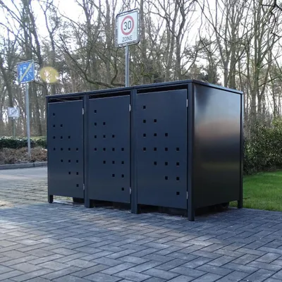 Produktbild von 3 Mülltonnenboxen Modell No.3 Anthrazit komplett RAL7016 für 240Liter Mülltonnen