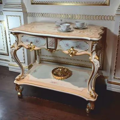 Produktbild von Casa Padrino Luxus Barock Servierwagen Creme / Weiß / Gold - Barockstil Hotel Möbel - Italy