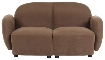 Produktbild von BELIANI 2-Sitzer Sofa Braun Stoff Gepolstert mit Breiter Sitzfläche Armlehnen Organisches Retro Design Wohnzimmersofa Polstersofa Teddy Stoffsofa