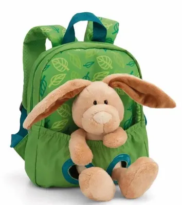 Produktbild von NICI Rucksack mit Plüschtier Hase grün 21x26cm – Waschbär
