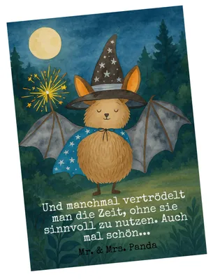 Produktbild von Mr. & Mrs. Panda Postkarte Fledermaus Zauberer Design - Weiß - Geschenk, Reinsteigern, Fledermäuse, Magier, Grußkarte, Frauen, Lustige Sprüche, Fotokarte, Ansichtskarten