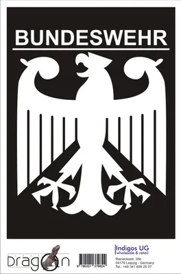 Produktbild von Aufkleber / Autoaufkleber - JDM / Die cut / Auto / OEM - Bundeswehr mit Adler - 180x150 mm schwarz - Heckscheibe / Heckscheibenaufkleber