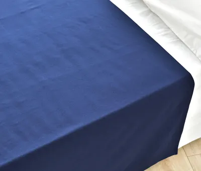 Image de Drap de lit en coton doux 240x275 cm, bleu marine, facile d'entretien
