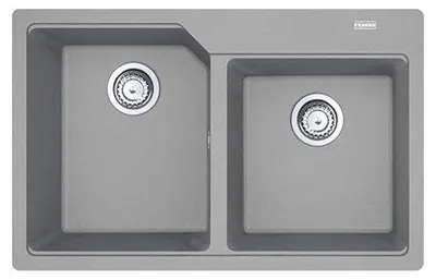 Granit-Spüle, rechteckig, 2 Becken, 780x500 mm, steingrau