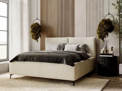 Obrázek produktu pro Čalouněná manželská postel 160x200 SKUMA - špinavá bílá