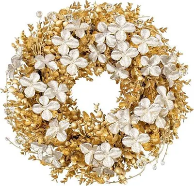Produktbild von Goldene Adventskranz 40cm Eukalyptus Hortensie Deko