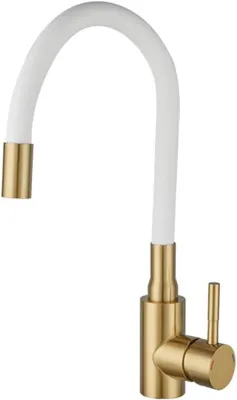 Produktbild von Flexibel Weiß Gold – Designer Waschtischarmatur für Badezimmer & Küche
