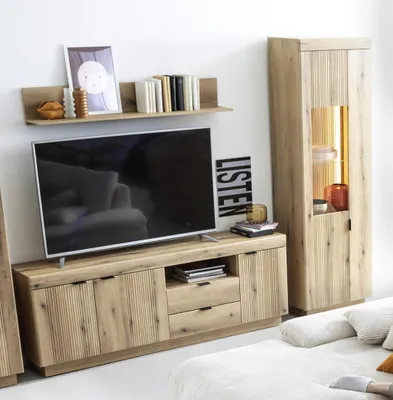 Produktbild von Wohnwand >Delamar< (3-teilig) in  Evoke Eiche Nachbildung - 248x197x40 (BxHxT)