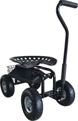Produktbild von AXI AG22 fahrbarer Rollsitz für den Garten in Schwarz | Gartenwagen / Gartensitz aus Metall bis 150 kg belastbar | Rollwagen für Gartenarbeit mit