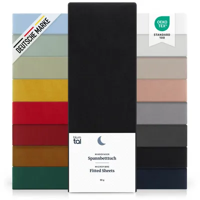 Produktbild von Blumtal Spannbettlaken 90x200cm 2er Pack - Spannbettlaken Microfaser -  Schwarz
