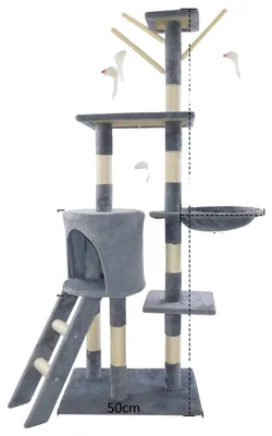 Immagine prodotto di Katzenbaum, area giochi a più livelli, tiragraffi in sisal, colore grigio